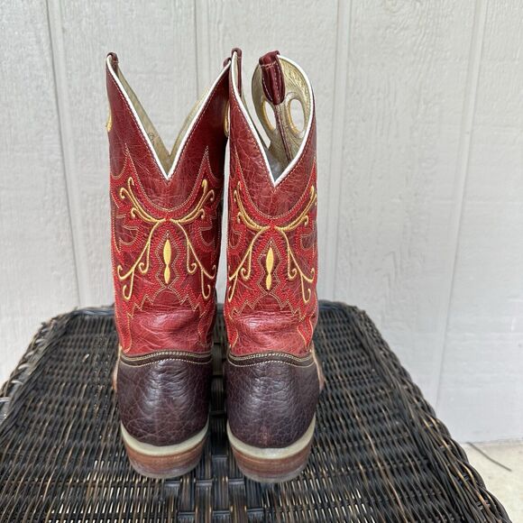 Arango Cowboy Boots Mens Size USA 6 Mex 25 Red Embroidered Western Rodeo - Picture 5 of 12